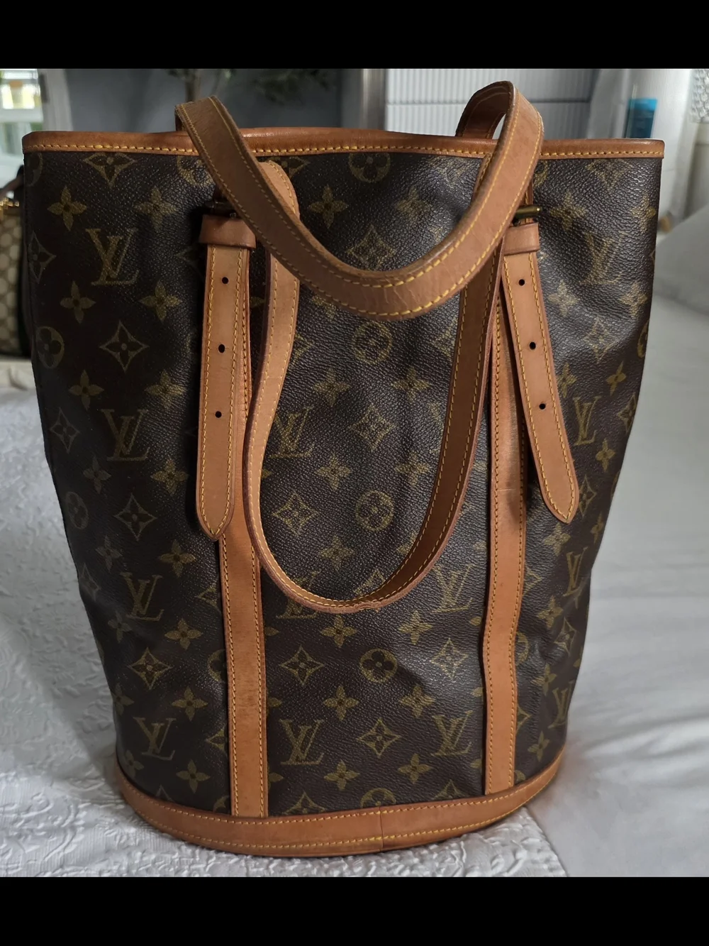 Louis Vuitton Monogram Canvas Shoulder Bag in Brown and Tan